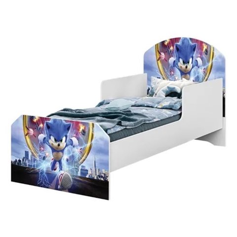 Mini Cama Juvenil Infantil Adesivada 100% Mdf - Sonic