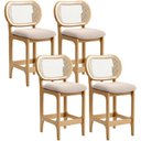 Ver imagem 1 de Kit 4 Banquetas Baixa Bar Cozinha Sala de Jantar Betta L02 Mel Tela Suede Bege - Lyam Decor