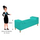 Ver imagem 3 de Divã Recamier Sofá Baú Félix 1,95M Suede Azul Turquesa - AM Decor