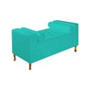 Ver imagem 1 de Recamier Divã Félix Baú 0,90M Estofado Luiz XV Sofá Suede Azul Turquesa Sala de Estar