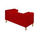 Ver imagem 2 de Recamier Divã Félix Baú 0,90M Estofado Luiz XV Sofá Suede Vermelho para Sala de Estar