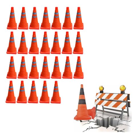 Cone Sinalizaçao Retratil Kit 26 Uni Portatil Dobravel Obra Transito Trafego Segurança Balizador Eme
