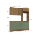 Ver imagem 3 de Cozinha Compacta Modulada 3 Peças com Tampo e Torre Quente Botanic Verde/Nogueira/Oliva
