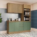 Ver imagem 1 de Cozinha Compacta Modulada 3 Peças com Tampo e Torre Quente Botanic Verde/Nogueira/Oliva