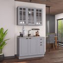 Ver imagem 2 de Cozinha Compacta Bariloche 6 Portas 2 Gavetas com Vidro 100% MDF Titânio Fosco - Indékes