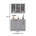 Ver imagem 4 de Cozinha Compacta Bariloche 6 Portas 2 Gavetas com Vidro 100% MDF Titânio Fosco - Indékes