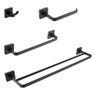 Kit Acessórios para Banheiro Preto Fosco Quadrado Barra Dupla em Aço Inox 4 Peças - 1