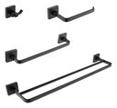Ver imagem 1 de Kit Acessórios para Banheiro Preto Fosco Quadrado Barra Dupla em Aço Inox 4 Peças