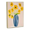 Ver imagem 1 de Quadro Decorativo Flores em Aquarela Amarelas em Moldura Filete Madeira Natural 40x60cm