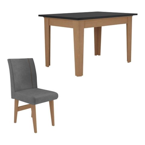 Conjunto Mesa De Jantar 120 Cm Com 4 Cadeiras Tokio Multimóveis Ex1004 Madeirado/Preto/Grafite