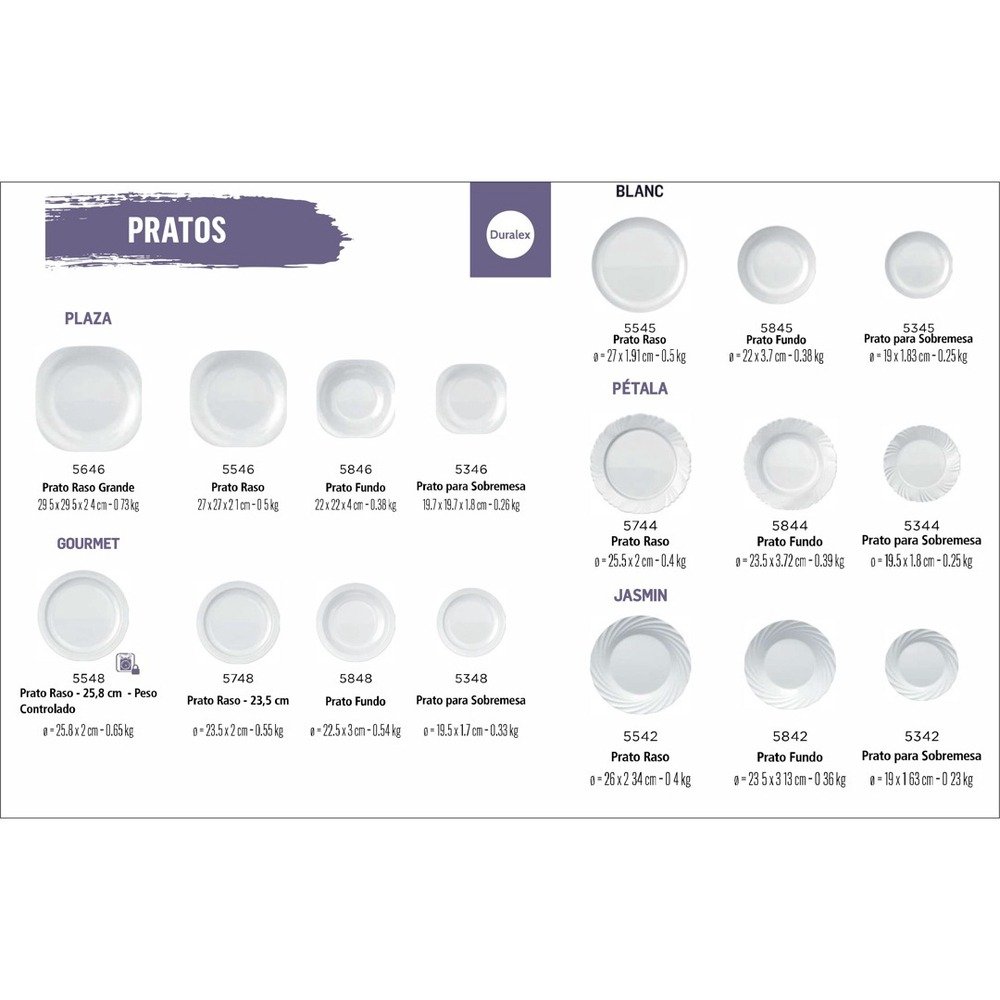 Prato Raso Opaline Duralex Menu 24cm - 24 Unidades - 6