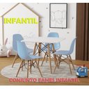 Ver imagem 1 de Conjunto De Mesa Eames Eiffel Madeira Infantil 68cm Quadrado Branco 4 Cadeiras Azul