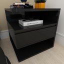 Ver imagem 1 de Mesa de Cabeceira Simples Preto Minimalista Moderno Mesa Lateral Mdf Preta