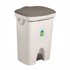 Lixeira Com pedal Plástico 72 Litros Bege Sanremo