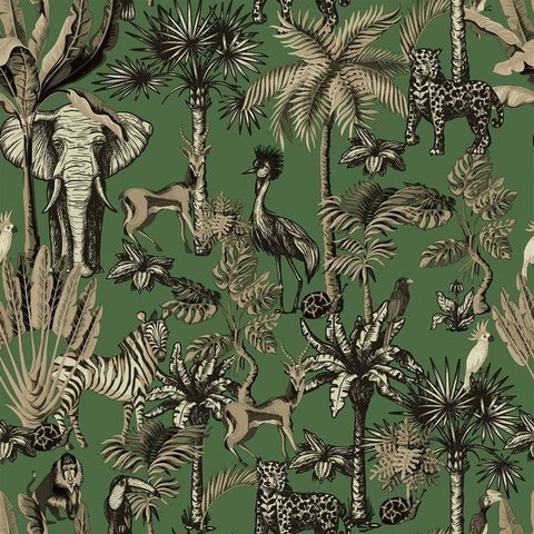 Papel de Parede Cores e Cenários Dzcc-001027 Folhagem c/Animais