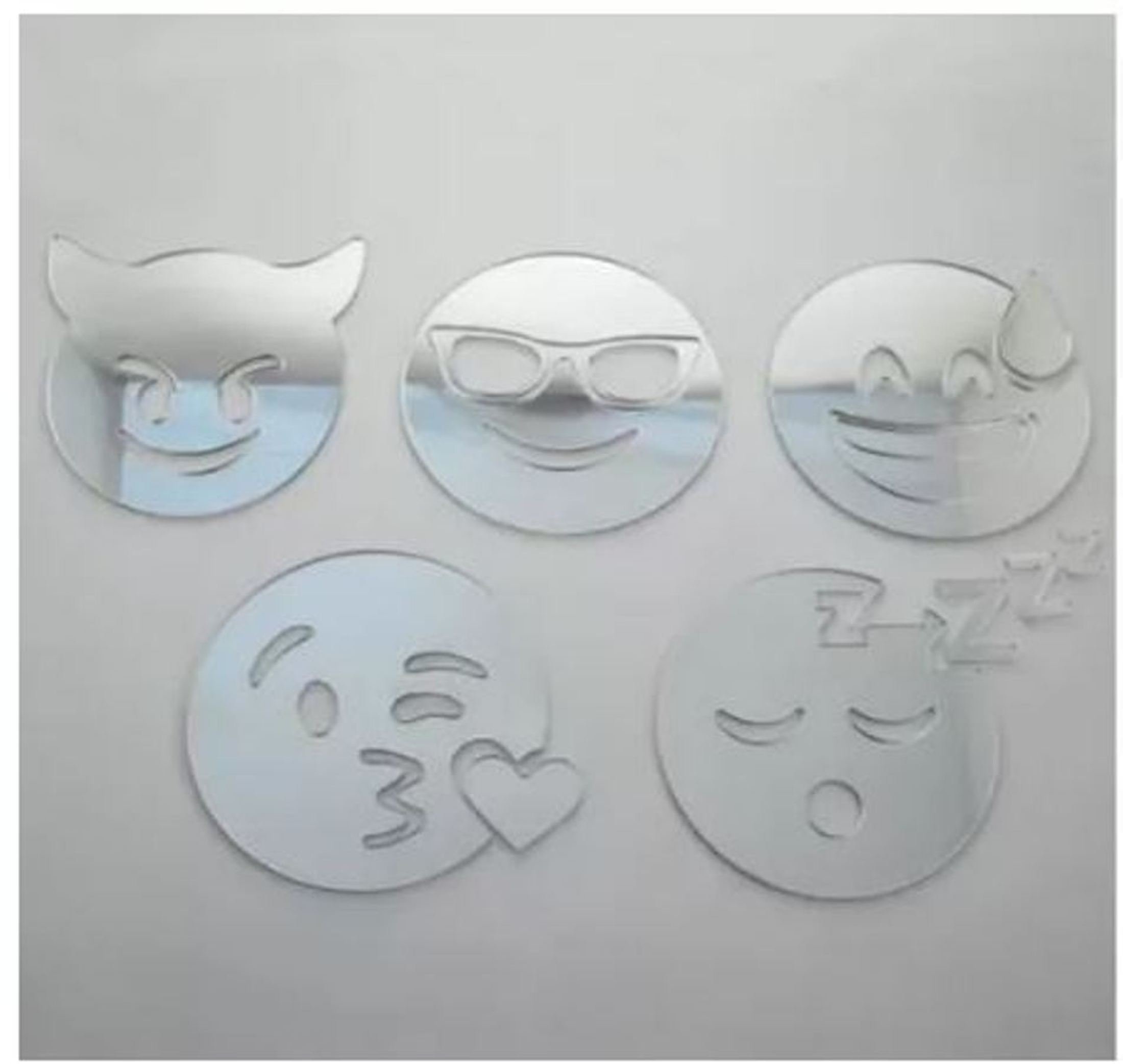 Espelho Acrílico Decorativo Smile Quarto Sala Emoji 5 Peças - 1
