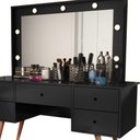 Ver imagem 3 de Penteadeira Camarim com Led e Banqueta Anaisa Preto Basoto