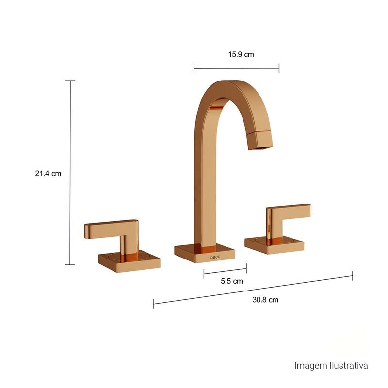 Misturador de Mesa Bica Alta para Lavatório Soul Red Gold 1877.gl38.rd Deca - 3