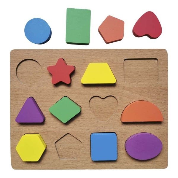 Brinquedo Didático Jogo Encaixe Formas Geométricas Cores Madeira Educativo Aprenda Brincando - 1