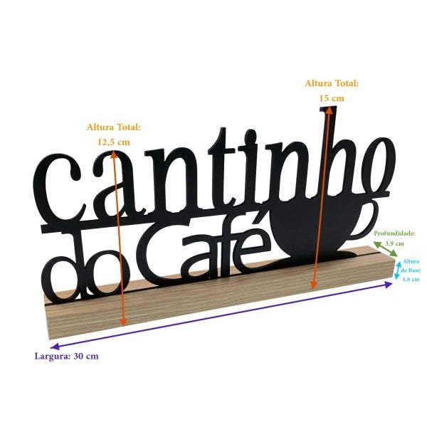 Palavra Decorativa Cantinho Do Café Letreiro Enfeite De Mesa Sala Aparador Buffet - 2
