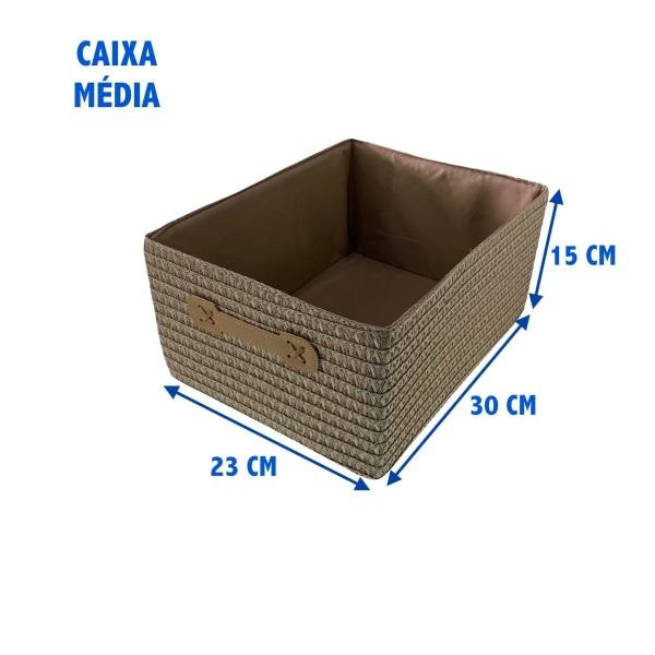 Kit Com 3 Pçs Cesto Organizador Porta Objetos Cesta Caixa Decorativa Marrom Claro - 8