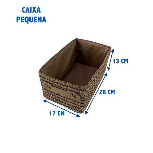Kit Com 3 Pçs Cesto Organizador Porta Objetos Cesta Caixa Decorativa Marrom Claro - 9