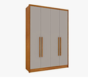 Ver imagem 1 de Guarda Roupa Solteiro MDF 4 Portas 2 Gavetas 165cm Dinamarca Cinamomo/Off White - TCIL Móveis