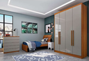 Ver imagem 2 de Guarda Roupa Solteiro MDF 4 Portas 2 Gavetas 165cm Dinamarca Cinamomo/Off White - TCIL Móveis