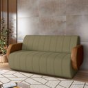 Ver imagem 1 de Sofá Decorativo Living Sala de Estar Bornéu 148cm Pés de Madeira Pu/veludo Caramelo/castor G33 - Gra