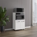 Ver imagem 3 de Armário Multiuso Tais 60cm 2 Portas 1 Nicho para Microondas - Branco Móblis Branco