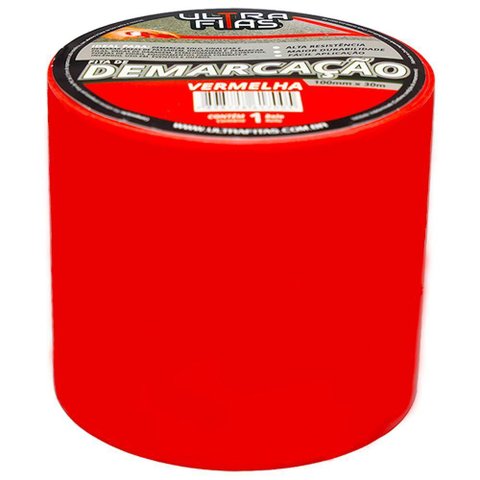 Fita Demarcação Pvc 100mm X 30m Sinalização Cores Variedades Vermelha