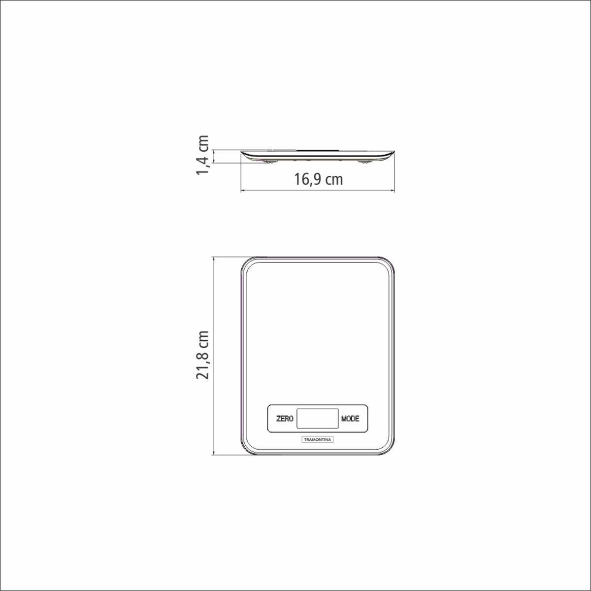 Balança Digital Tramontina Inox para Cozinha Adatto Cinza - 5