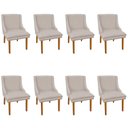 Ver imagem 1 de Kit 8 Cadeiras de Jantar Suede Bege Pés Palito