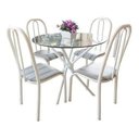 Ver imagem 1 de Conjunto Mesa de jantar cozinha Redonda de Vidro Jantar 04 Cadeiras Pintura Epoxi
