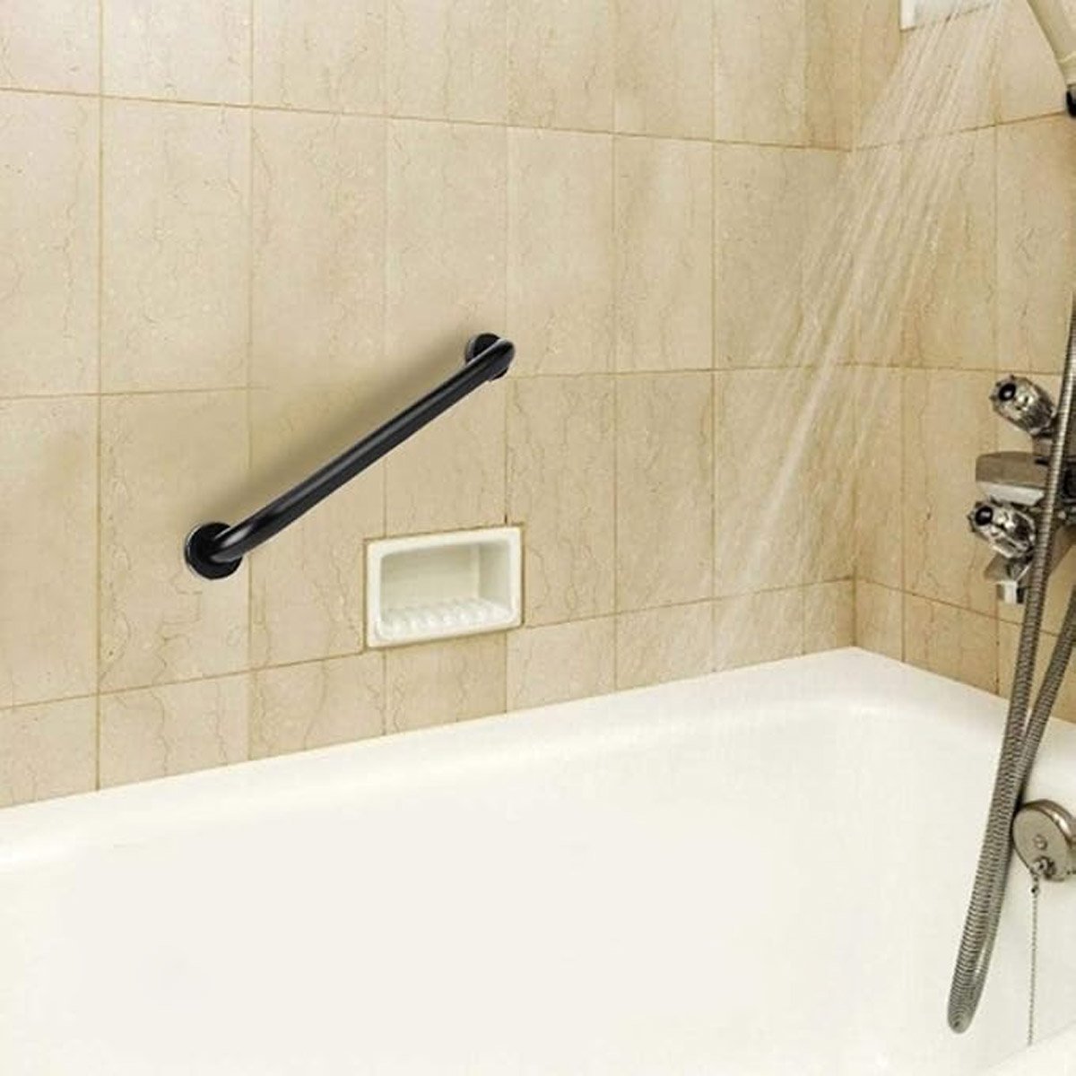 Alça de Apoio 30cm Barra Aço Inox Kit 6 Unidades Deficiente Idoso Cadeirante Acessibilidade Suporte  - 2