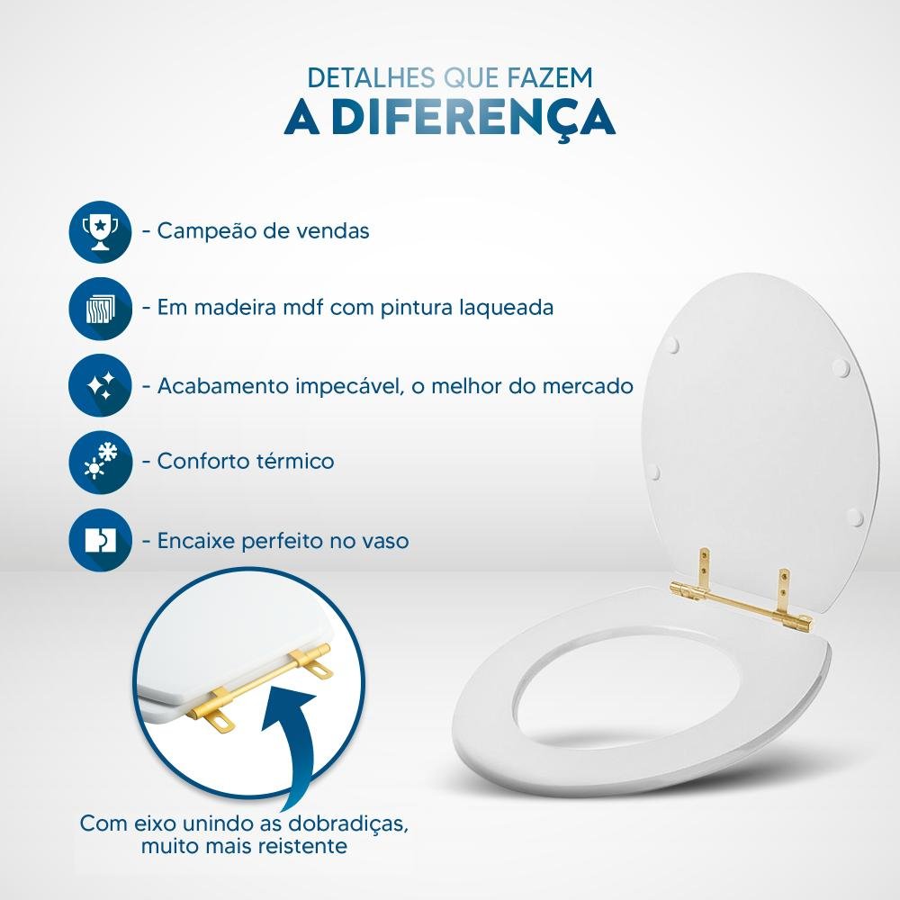 Assento Sanitário Convencional Oval Universal Verde Claro com Ferragem Dourada - 5