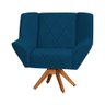 Poltrona Decorativa Dimitri Prime Veludo Azul Marinho Base Giratória em Madeira Maciça - Cor: Azul - 1