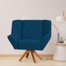 Poltrona Decorativa Dimitri Prime Veludo Azul Marinho Base Giratória em Madeira Maciça - Cor: Azul - 2