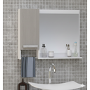 Ver imagem 2 de Kit Gabinete Cuba e Espelheira 60cm para Banheiro Moderno:branco/madeirado