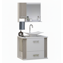 Ver imagem 1 de Kit Gabinete Cuba e Espelheira 60cm para Banheiro Moderno:branco/madeirado