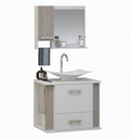 Ver imagem 1 de Kit Gabinete Cuba e Espelheira 60cm para Banheiro Moderno:branco/madeirado