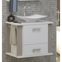 Ver imagem 5 de Kit Gabinete Cuba e Espelheira 60cm para Banheiro Moderno:branco/madeirado