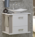 Ver imagem 5 de Kit Gabinete Cuba e Espelheira 60cm para Banheiro Moderno:branco/madeirado