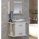 Ver imagem 4 de Kit Gabinete Cuba e Espelheira 60cm para Banheiro Moderno:branco/madeirado