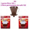 Kit 2 Coadores Filtro de Café Injetemp Sintético 102 e Porta Filtro com Funil 102 - 2