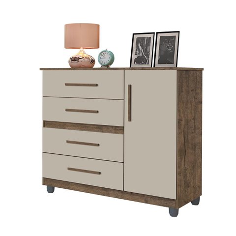 Comoda Prata Cor:canela Off White Mizza Decor - Armário para Quarto