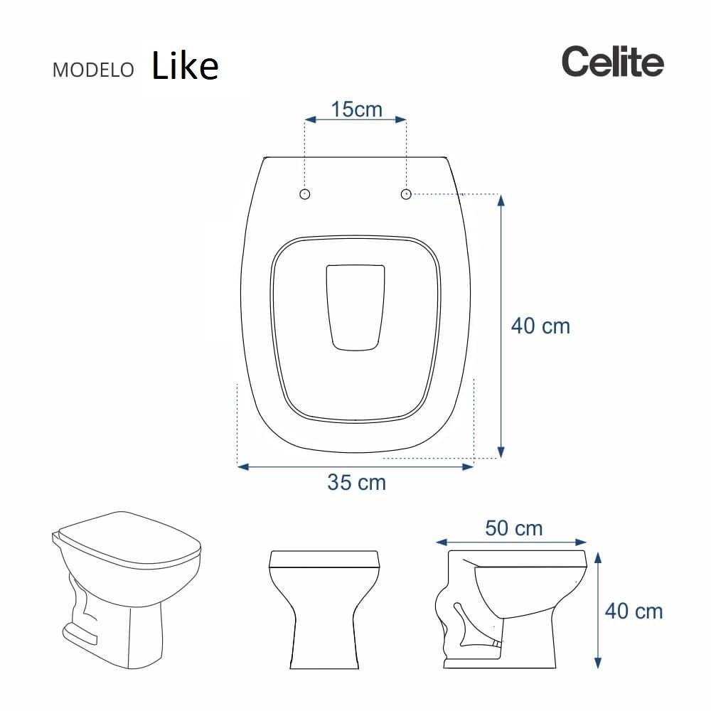 Assento Sanitário Poliéster Like Preto para Vaso Celite - 2