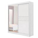 Ver imagem 1 de Guarda Roupa Solteiro 1 Porta Espelhada Branco Atenas Ripado - D'doro