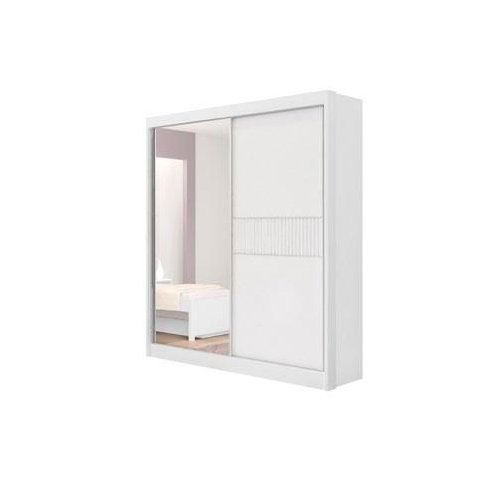 Guarda Roupa Solteiro 1 Porta Espelhada Branco Atenas Ripado - D'doro