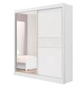 Ver imagem 1 de Guarda Roupa Solteiro 1 Porta Espelhada Branco Atenas Ripado - D'doro